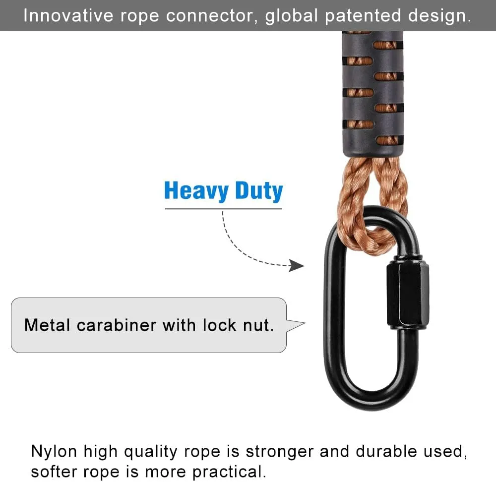 SELEWARE Hammock Straps, Tree Swing Rope, Hammock Chair Hanging Rope Kit W/Stainless Steel Carabiner Snap Hook Holds to 1000lbs, for Outdoor Playground Swings Hammock Yoga Boxing, 4 ft, 2 Pack