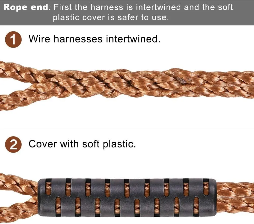 SELEWARE Hammock Straps, Tree Swing Rope, Hammock Chair Hanging Rope Kit W/Stainless Steel Carabiner Snap Hook Holds to 1000lbs, for Outdoor Playground Swings Hammock Yoga Boxing, 4 ft, 2 Pack