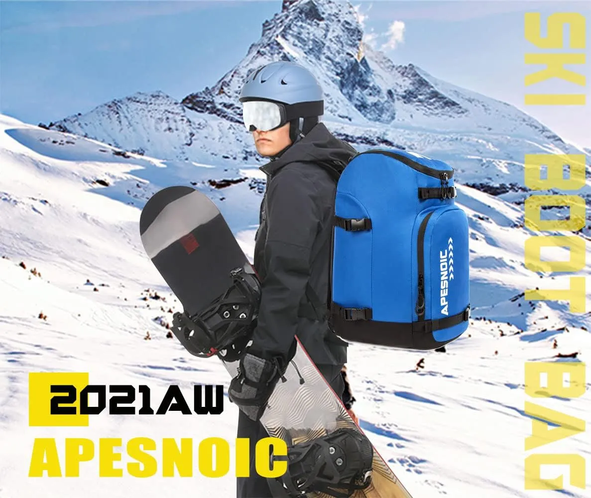 Ski Boot Bag - Ski and Snowboard Boots BackpackExcellent for Travel with Waterproof Exterior & Bottom - for Men, Women and Youth.