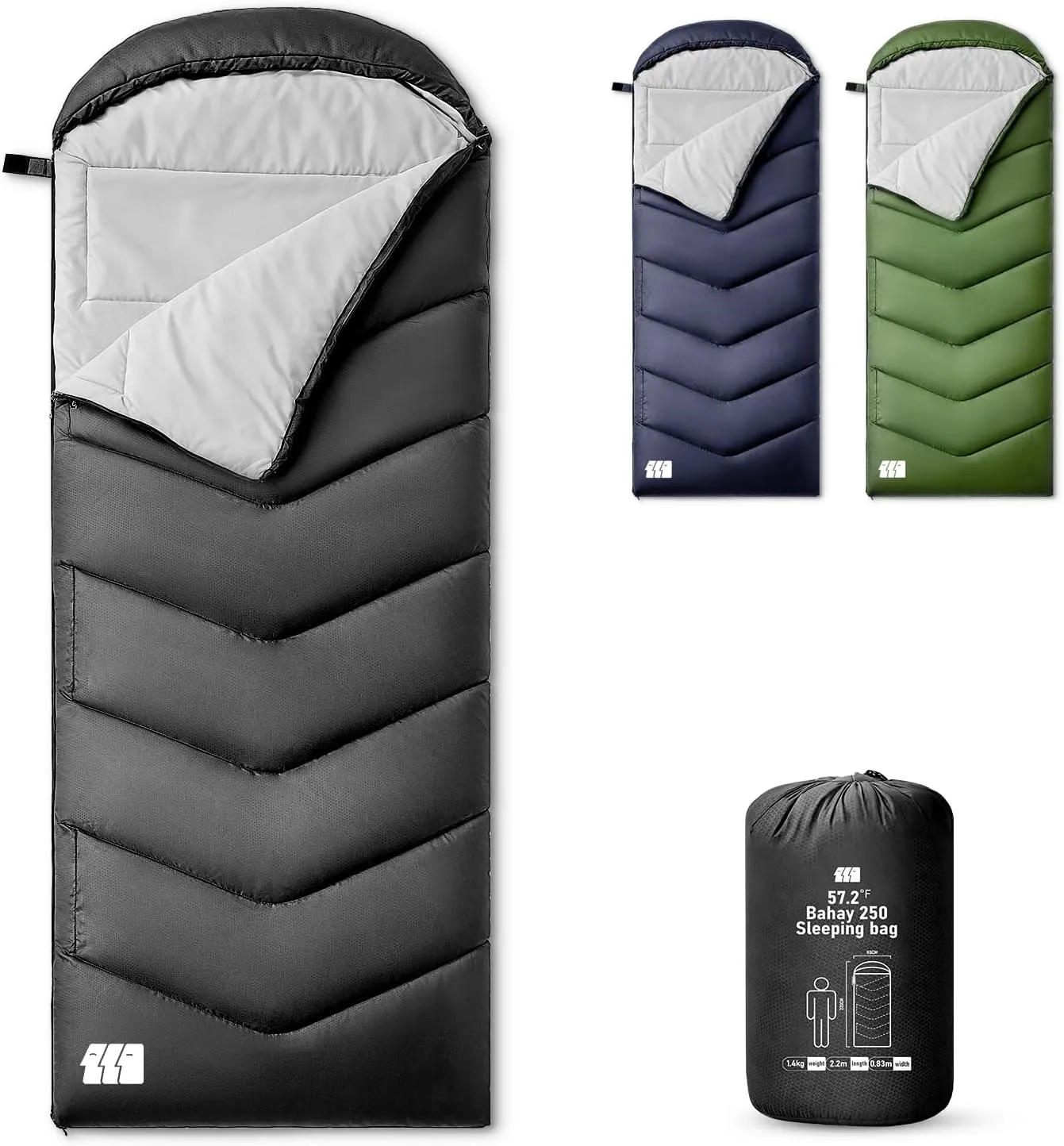 Sleeping Bags for Adults Warm Weather, Waterproof, Lightweight Backpacking Camping 3 Seasons Sleeping Bag with Compression Sack Camping Essentials Gear