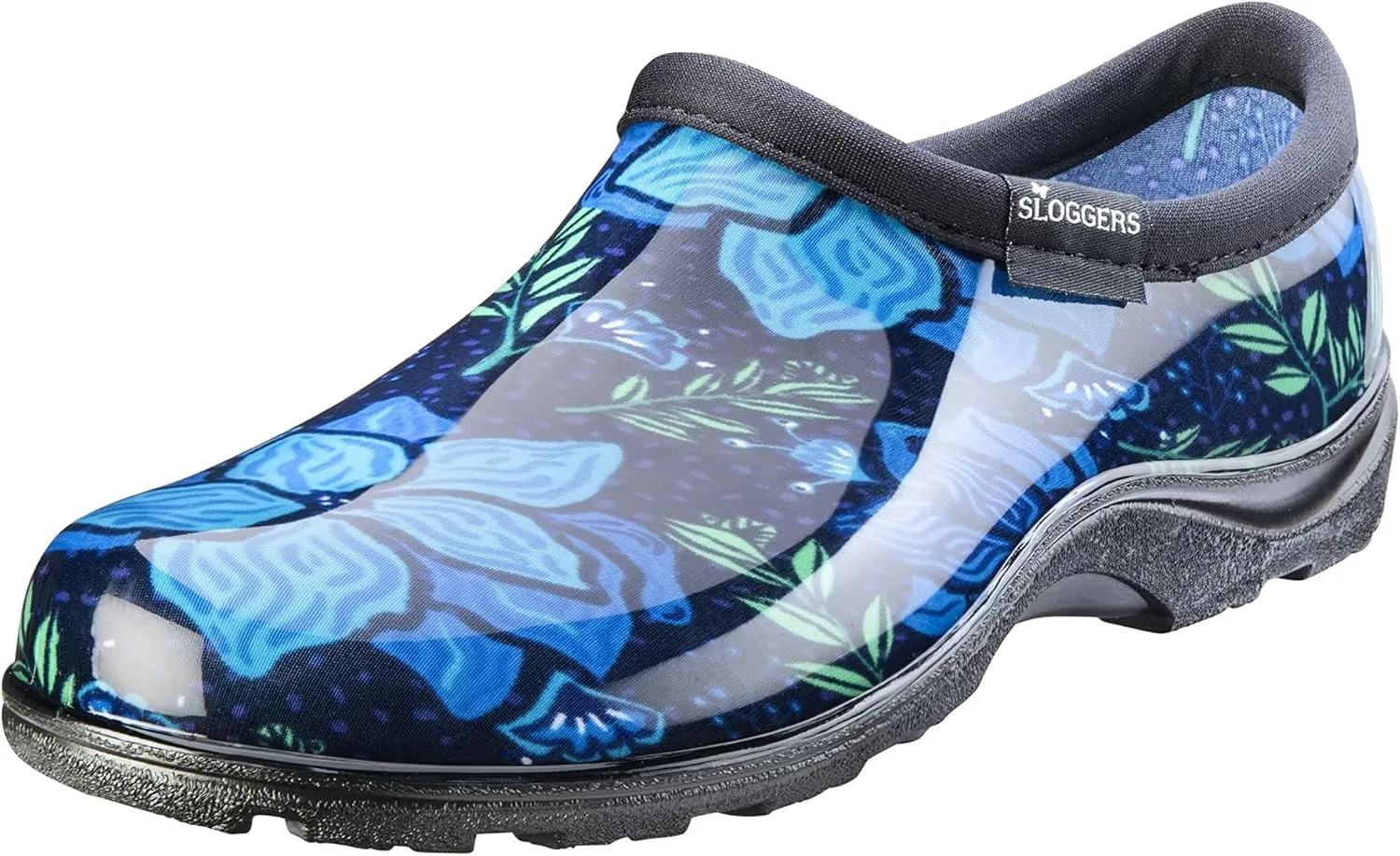 Sloggers Original Waterproof Rain and Garden Shoe for Women Outdoor Slip-On Garden Clog - Made in The USA with Premium Comfort Insole and Arch Support - Blue Spring Surprise Print, Size 10