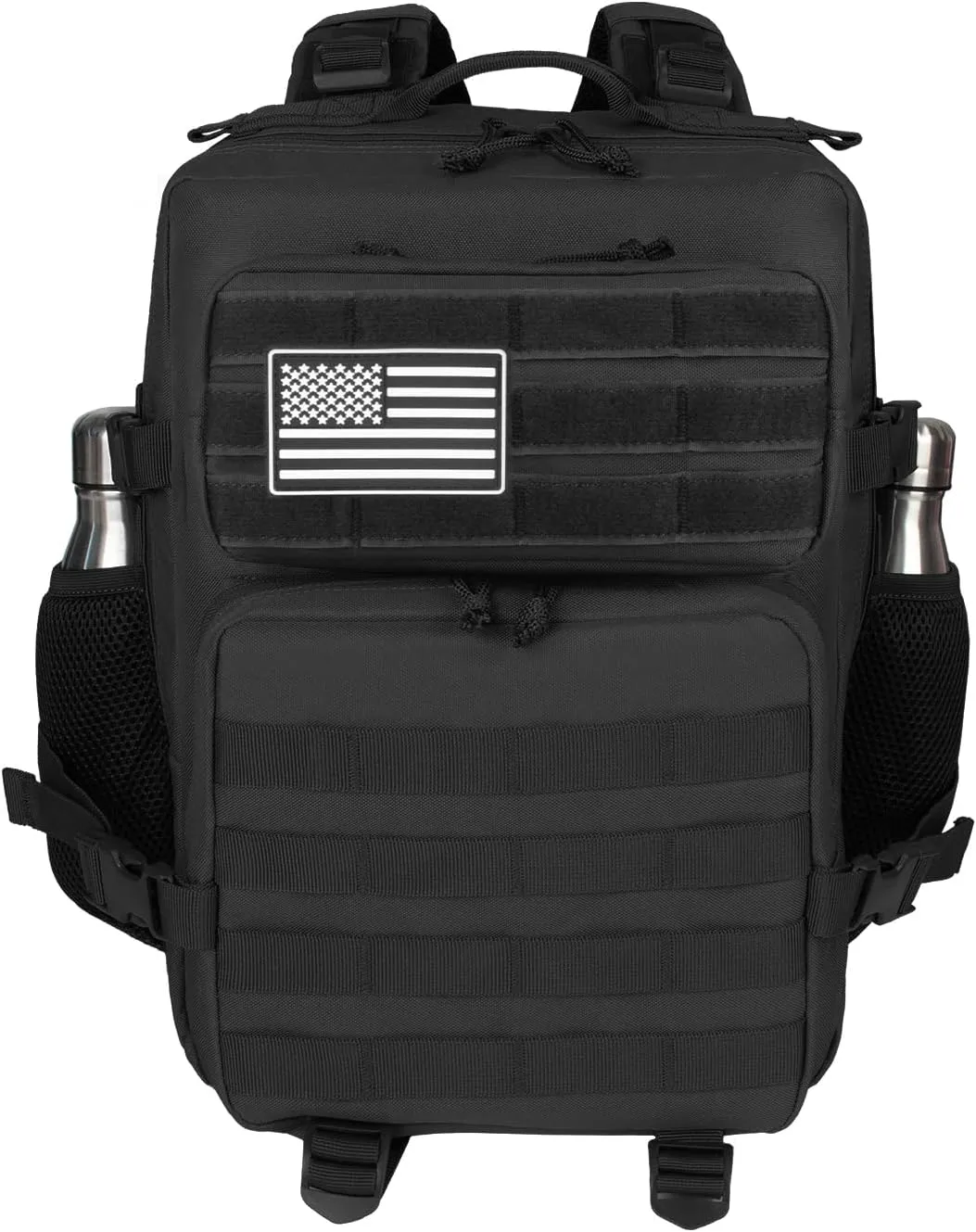 Small 25L Military Tactical Backpack For Men Woman Molle Army Pack Survival Bug Out Bag Hiking Rucksack Gym Backpacks With Bottle Holder Camping Outdoor Work Daypack Black