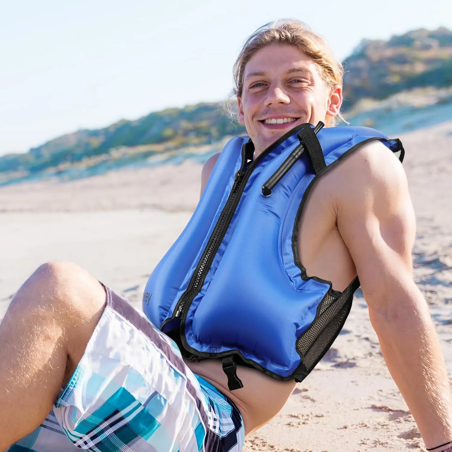 Snorkel Vest for Adults, Inflatable Snorkeling Vest for Men & Women, Portable Swim Jacket & Buoyancy Vest for Snorkeling, Swimming, Kayaking, Boating