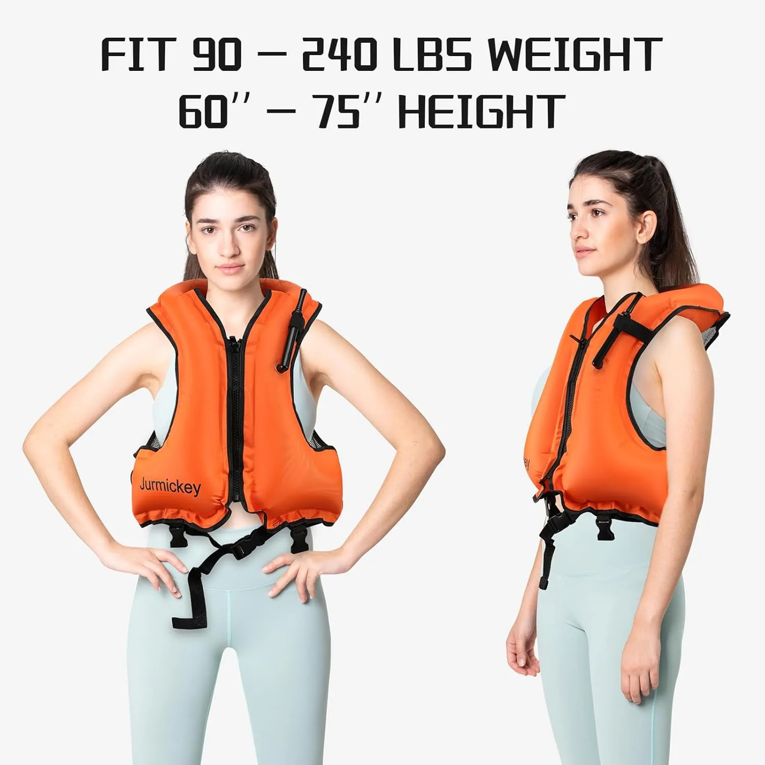 Snorkel Vest for Adults, Inflatable Snorkeling Vest for Men & Women, Portable Swim Jacket & Buoyancy Vest for Snorkeling, Swimming, Kayaking, Boating
