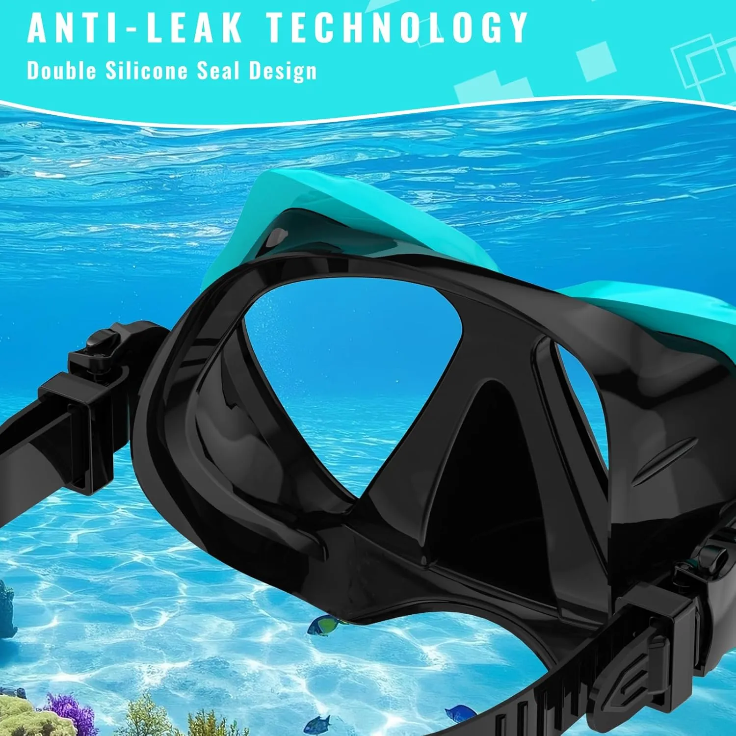Snorkeling Gear for Adults, Snorkel Set Scuba Diving mask Dry-Top, Adult Swimming Goggles w/Nose Cover, HD Tempered Glass Panoramic Anti-Leak Anti-Fog, Travel Snorkeling Packages