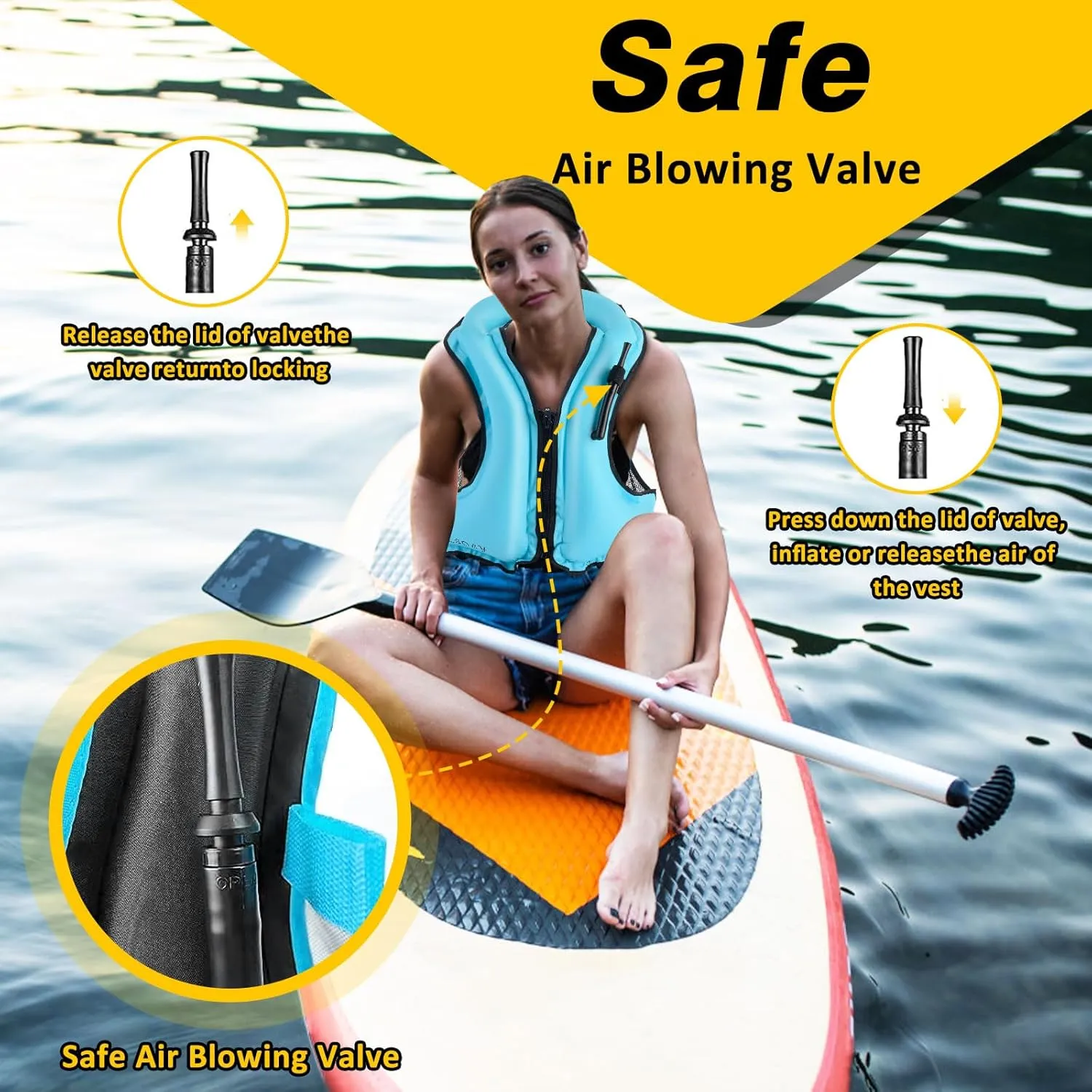 SOLY Inflatable Snorkel Vest for AdultsSnorkeling VestSnorkeling Vest for Kayaking Canoeing Water Sports Safety.