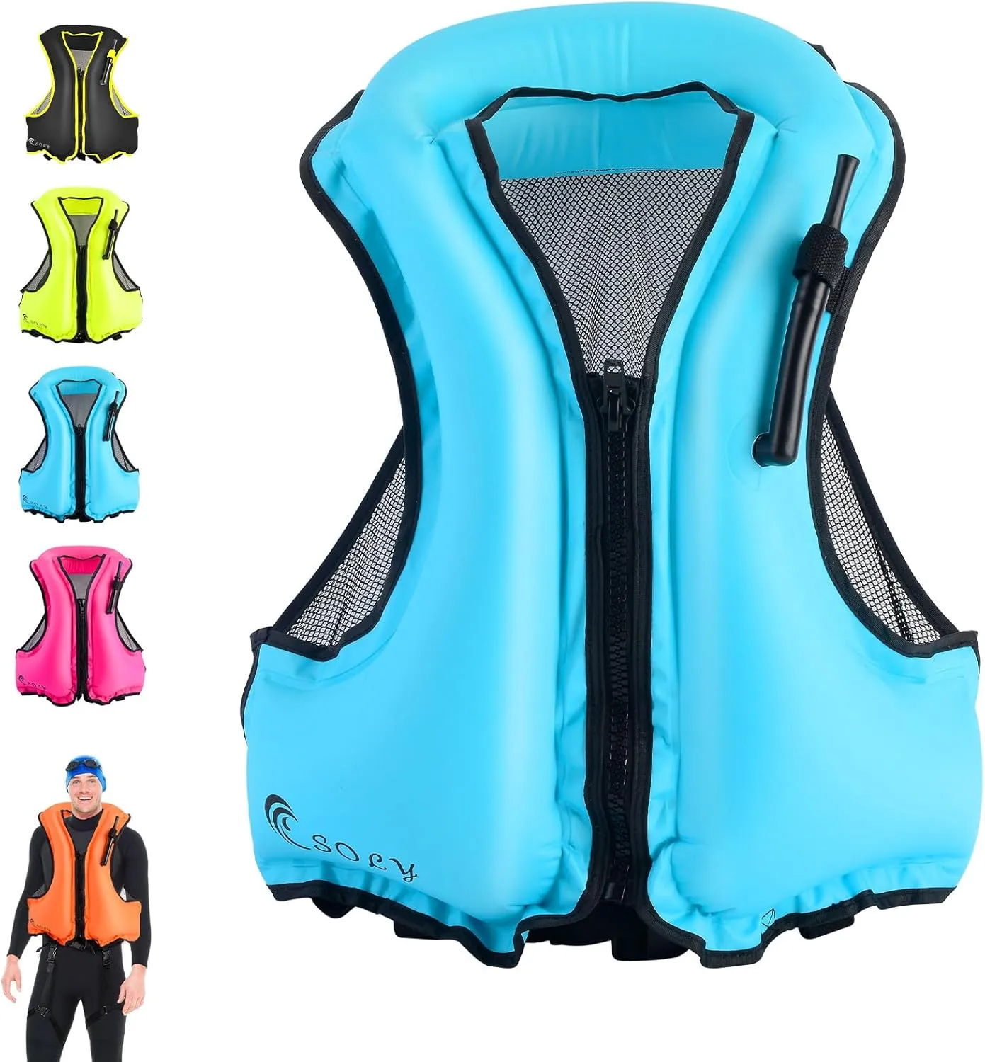 SOLY Inflatable Snorkel Vest for AdultsSnorkeling VestSnorkeling Vest for Kayaking Canoeing Water Sports Safety.