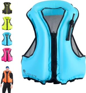 SOLY Inflatable Snorkel Vest for AdultsSnorkeling VestSnorkeling Vest for Kayaking Canoeing Water Sports Safety.