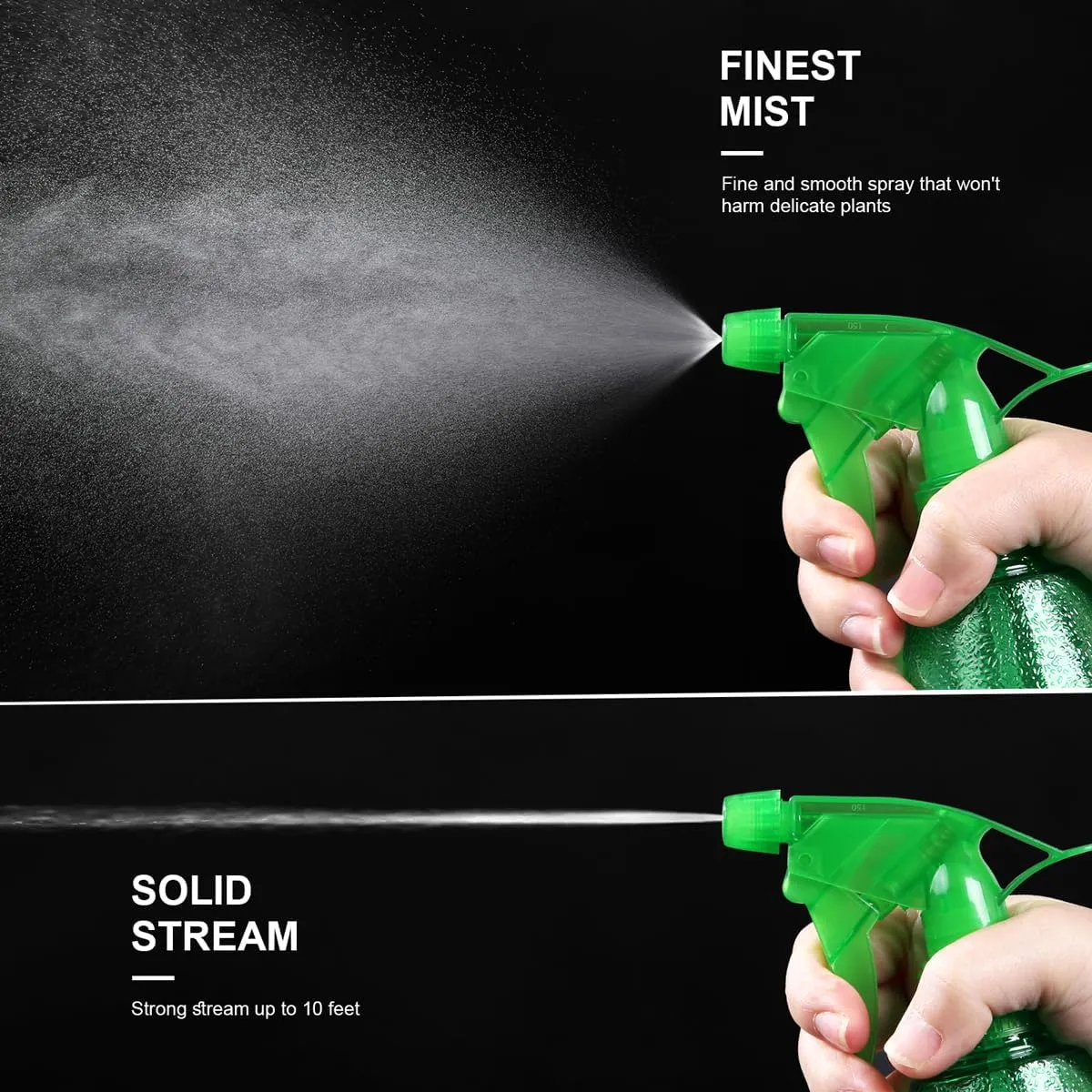 Spray Bottles 3-Pack, 16 Oz, Mist & Stream, Plastic Water Spray Bottle for Hair, Essential Oils, Plants, Cleaning Solutions, BBQ, Cat Dog Correction Behavior - Leak Proof - Empty Spray Bottles