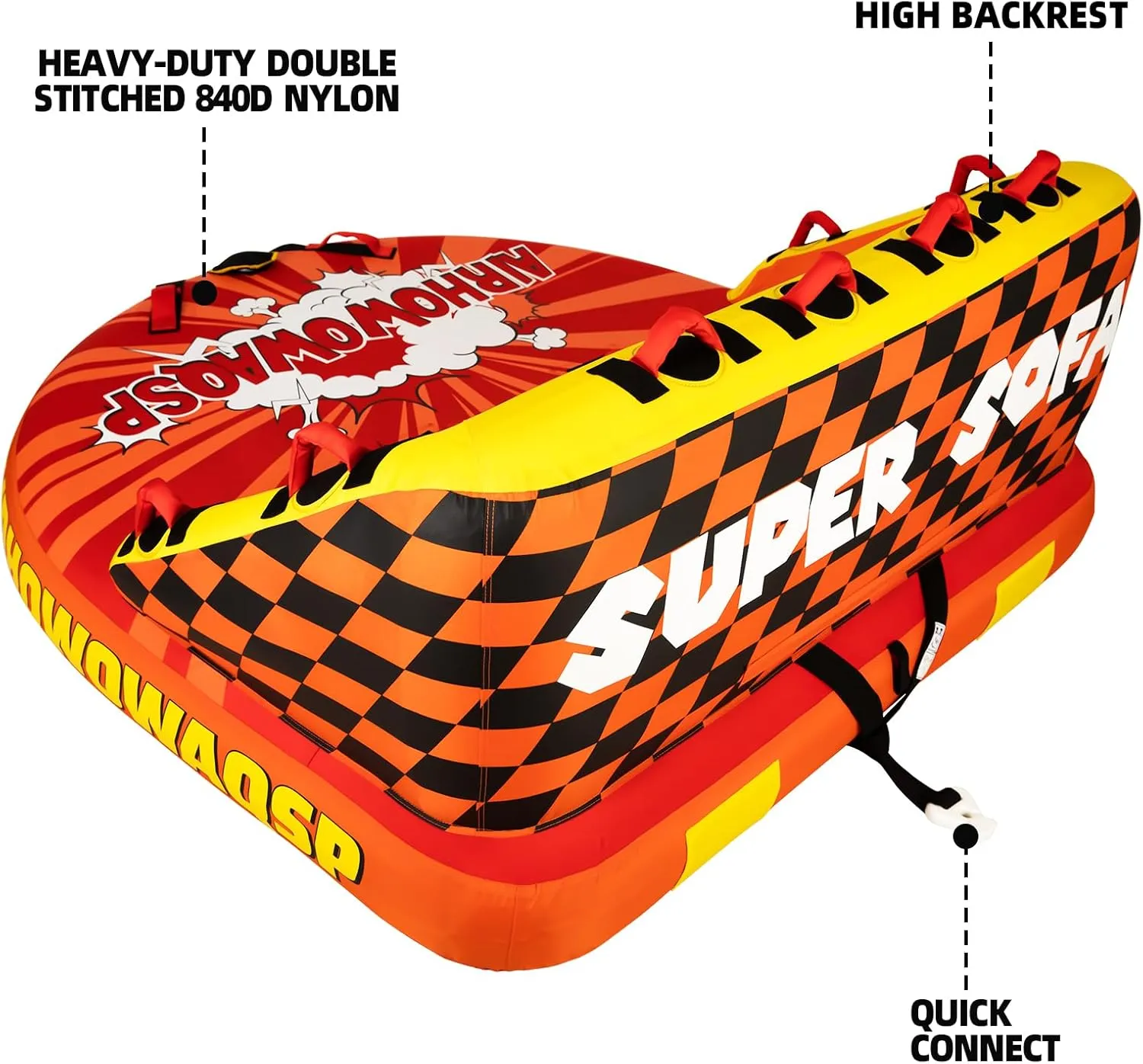 Super Sofa Towable Tubes for Boating 1-4 Person,Tubes for Boats,Inflatable Pull Boats/Boat Tube/Water Tube,Front&Back Tow Points with Heavy-Duty Thick Nylon Cover for Water Sports