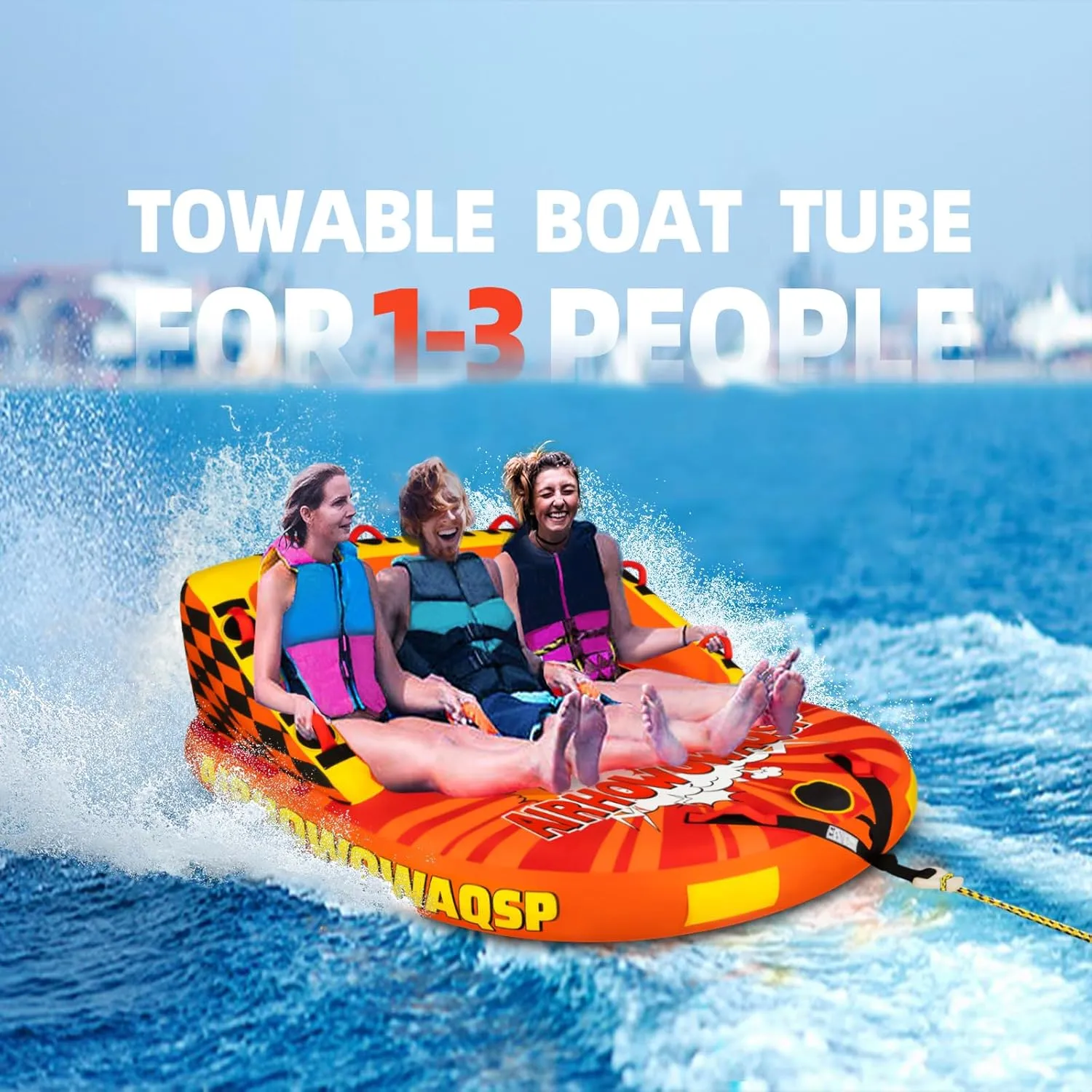 Super Sofa Towable Tubes for Boating 1-4 Person,Tubes for Boats,Inflatable Pull Boats/Boat Tube/Water Tube,Front&Back Tow Points with Heavy-Duty Thick Nylon Cover for Water Sports