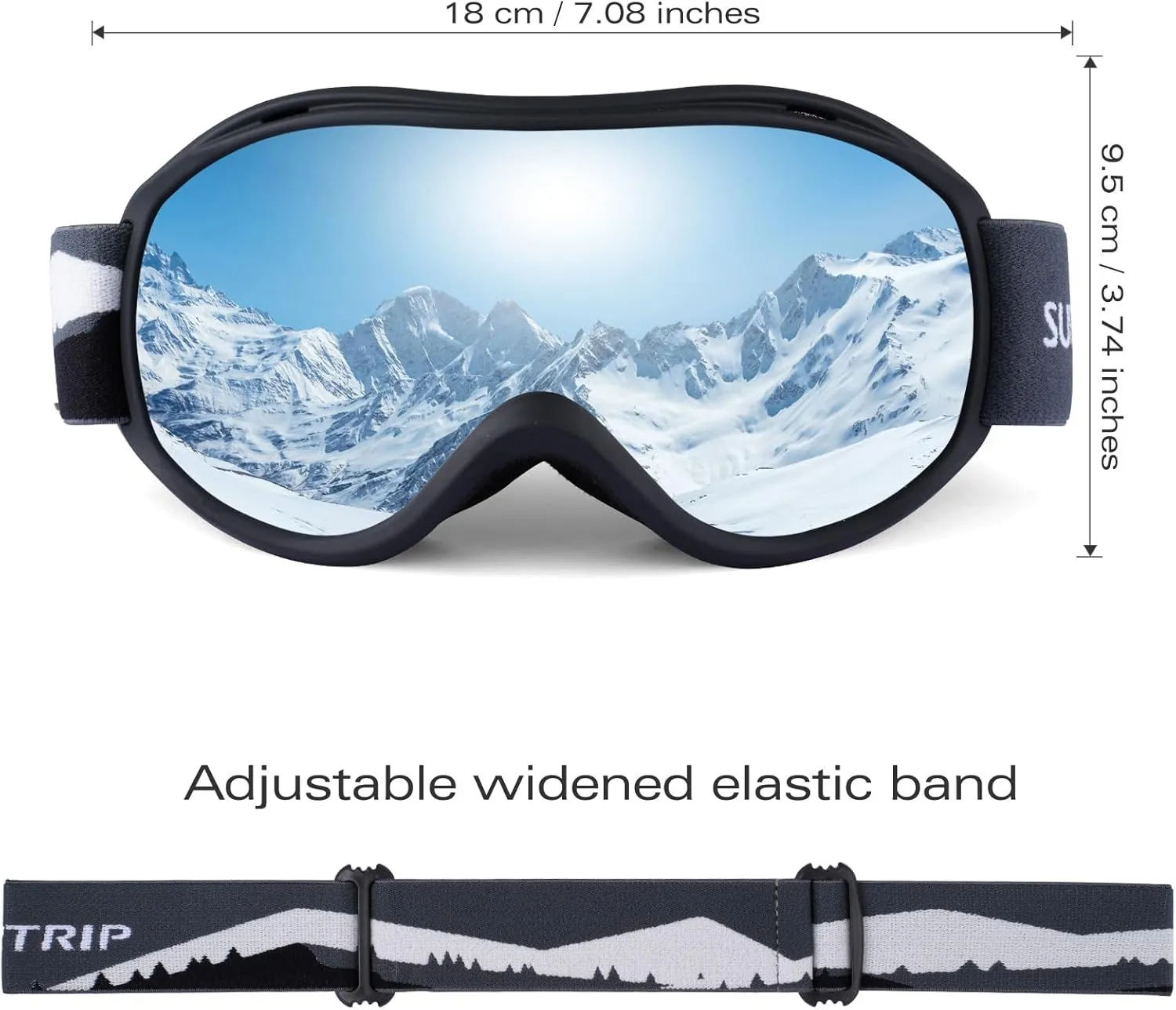 Supertrip Ski Goggles Men Women Anti-Fog Snow Goggles UV Protection Snowboard Goggles for Adult Youth