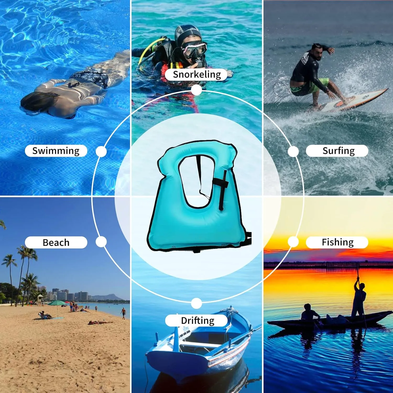 Swim Vest for Adults,Inflatable Buoyancy Vests-Portable Snorkel Vest for Diving Surfing Swimming Outdoor Water Sports