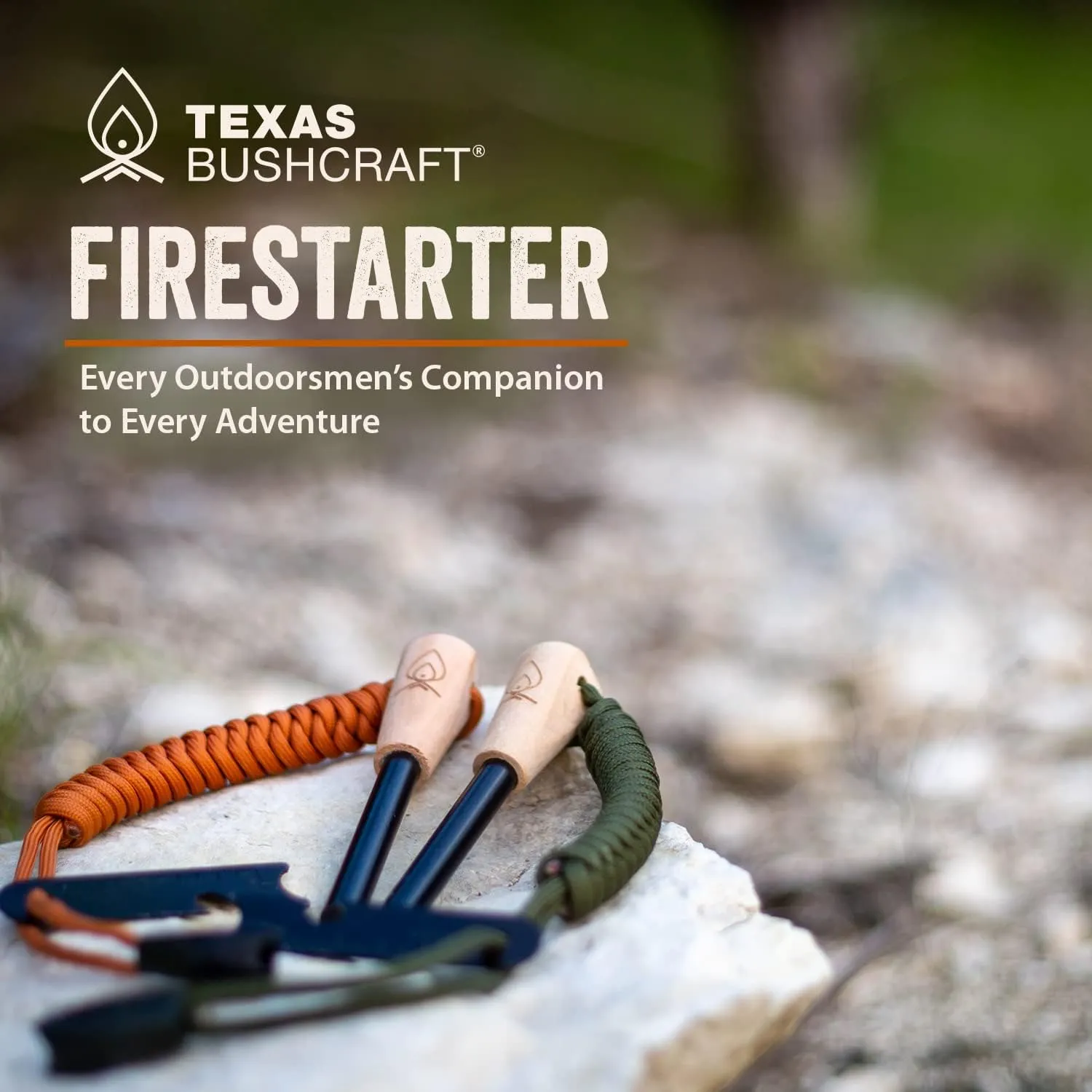 Texas Bushcraft Fire Starter - 3/8" Thick Ferro Rod with Striker and Paracord Wrist Lanyard  Waterproof Flint Fire Steel Survival Lighter for Your Camping, Hiking and Backpacking Gear