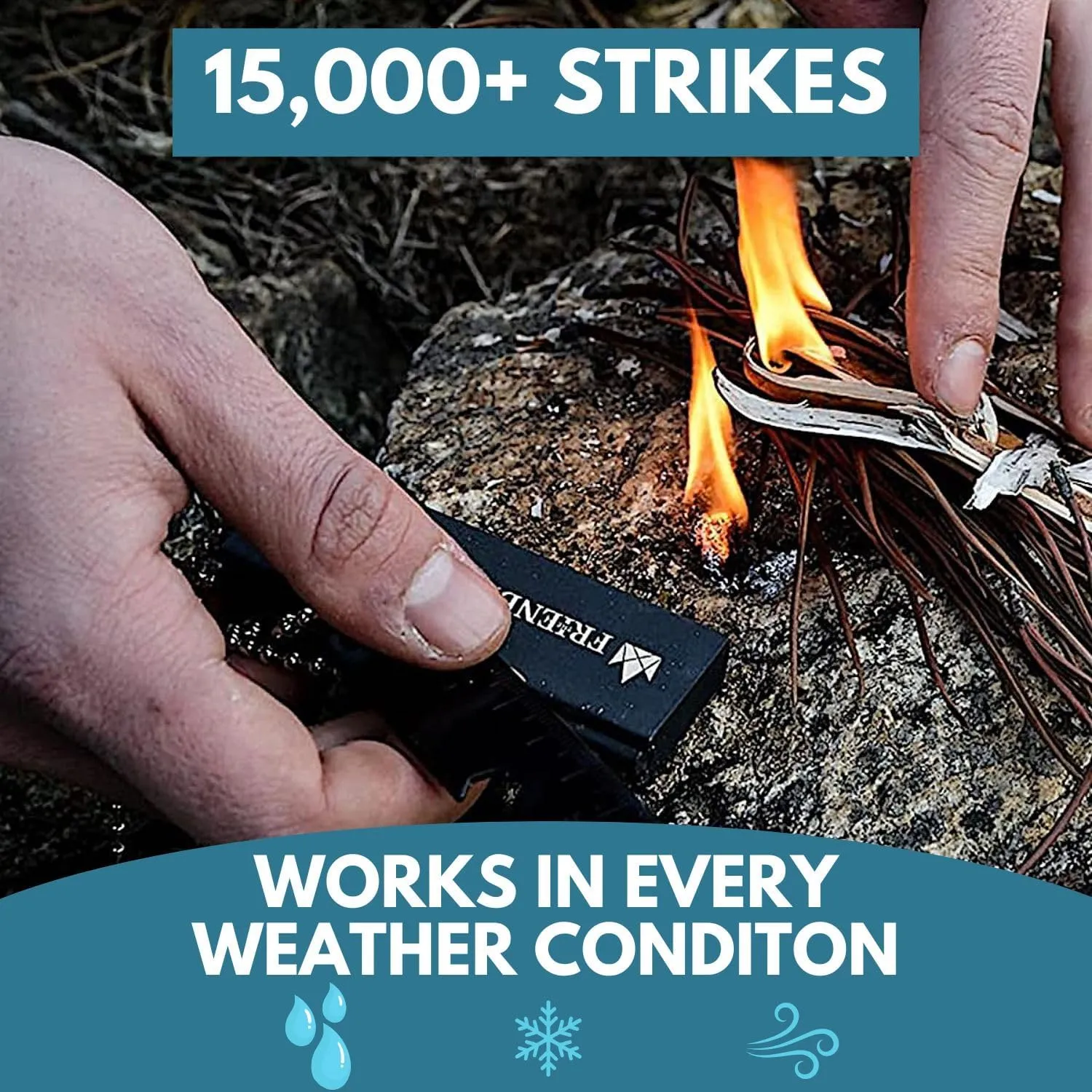 The Friendly Swede Magnesium Fire Starter Kit 3-Pack  Flint and Steel Fire Starter Survival Tool; Weatherproof Firestarter for Camping, Hiking & BBQs; Flint and Steel Magnesium Bar; 6-in-1 Striker