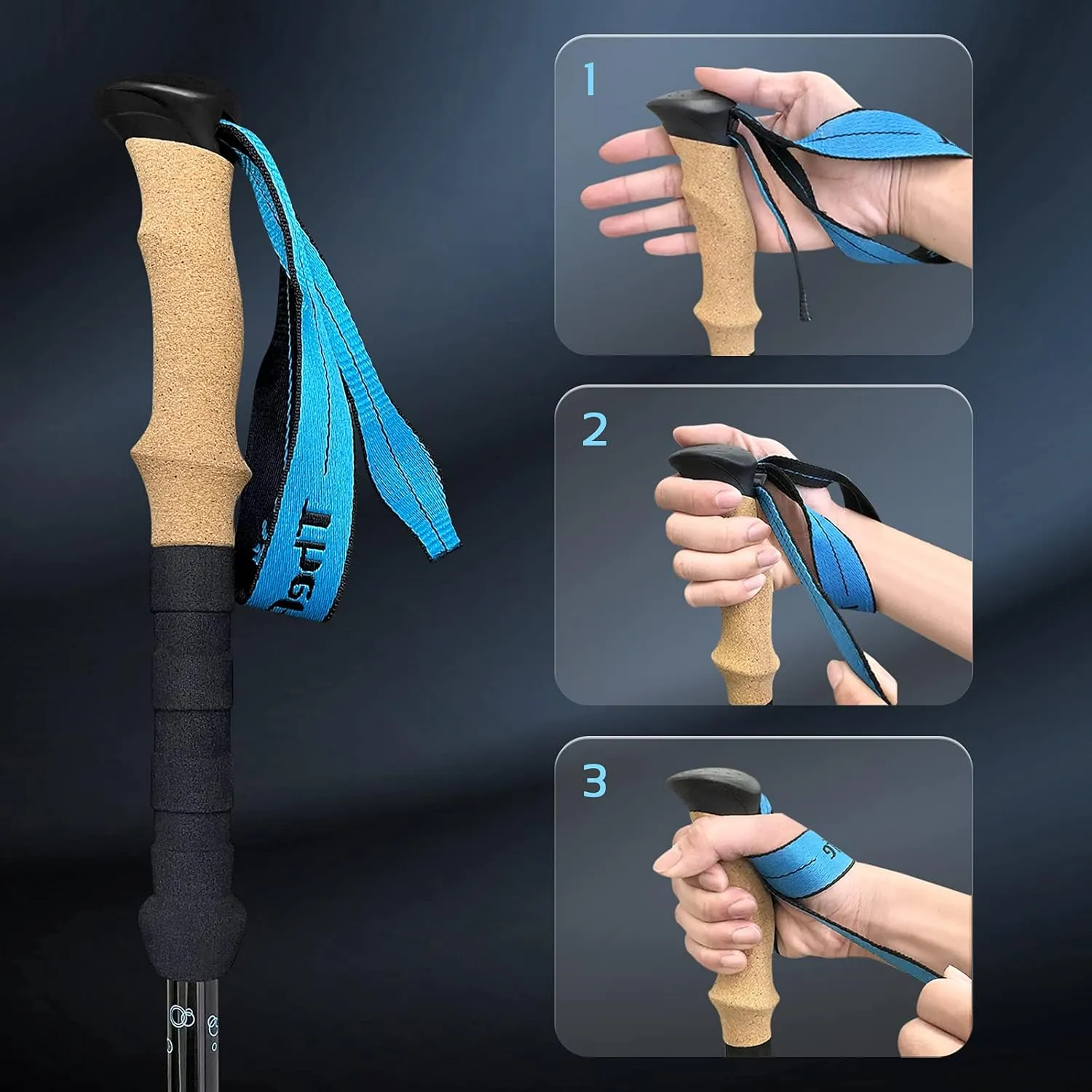 TheFitLife Carbon Fiber Trekking Poles  Collapsible and Telescopic Walking Sticks with Natural Cork Handle and Extended EVA Grips, Ultralight Nordic Hiking Poles for Backpacking Camping