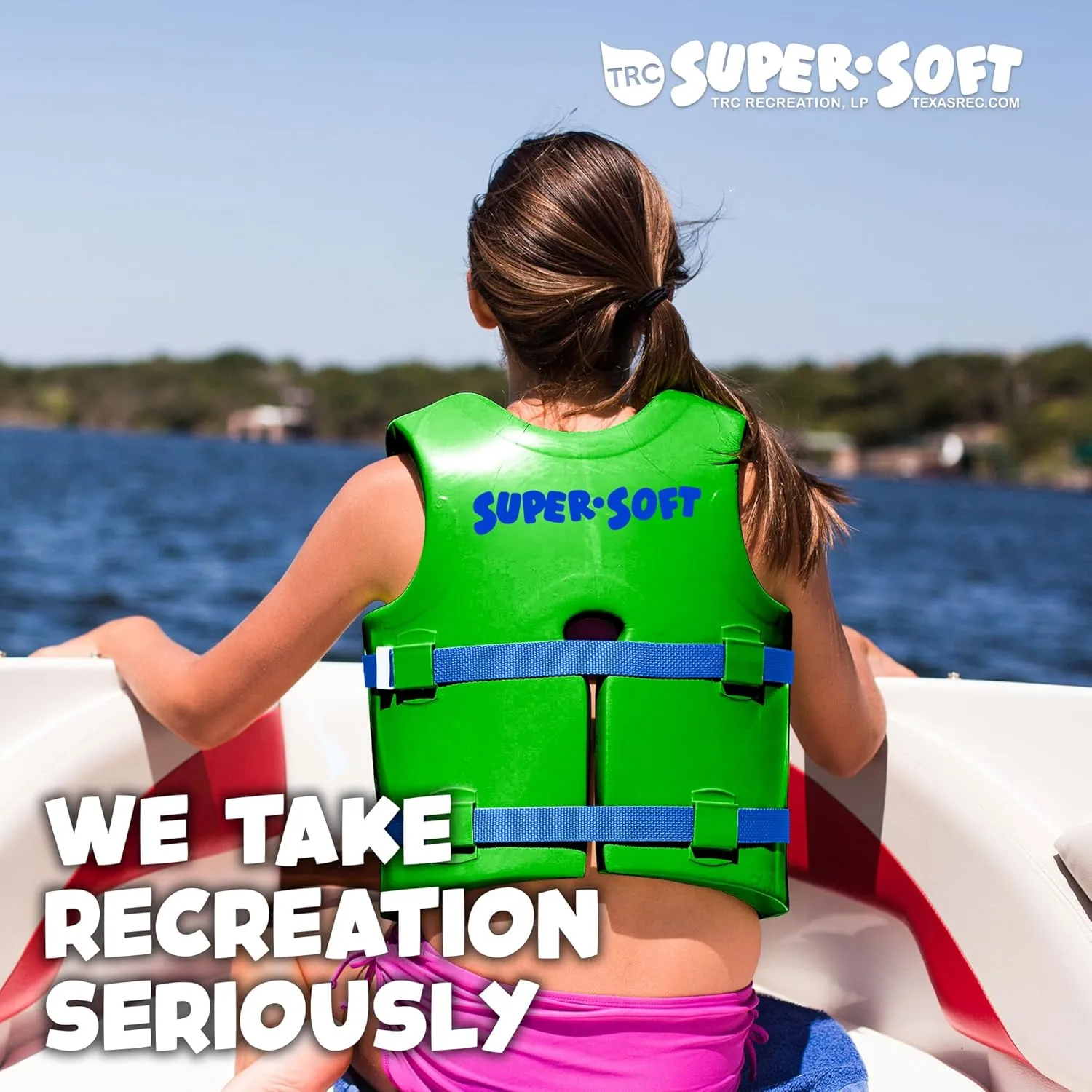 TRC Recreation Super Soft Child Size X Small Life Jacket USCG Approved Vinyl Coated Foam Swim Vest for Kids Swimming Pool and Beach Gear, Marina Blue