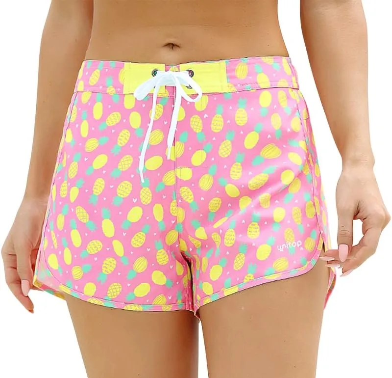 unitop Women's Swim Shorts Quick Dry Summer Beach Drawstring Board Shorts Swimwear