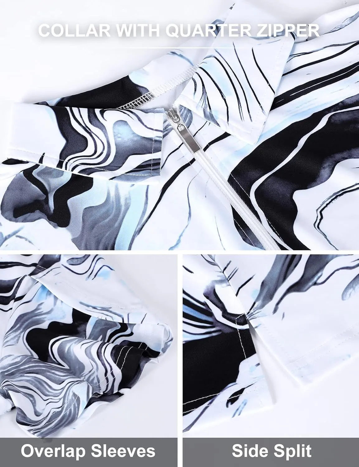 Viracy Womens Golf Polo Shirts 1/4 Zip Up Overlap Short Sleeve Quick Dry Workout Tops