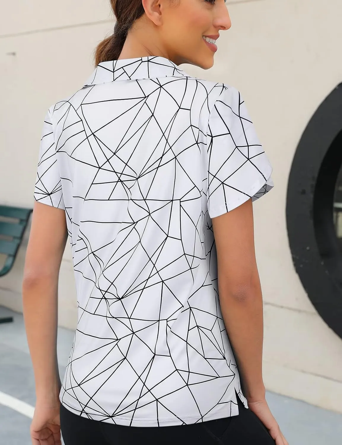 Viracy Womens Golf Polo Shirts 1/4 Zip Up Overlap Short Sleeve Quick Dry Workout Tops