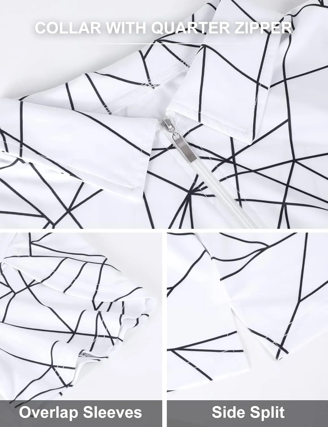 Viracy Womens Golf Polo Shirts 1/4 Zip Up Overlap Short Sleeve Quick Dry Workout Tops