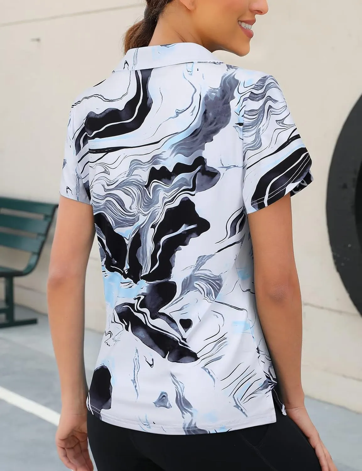 Viracy Womens Golf Polo Shirts 1/4 Zip Up Overlap Short Sleeve Quick Dry Workout Tops