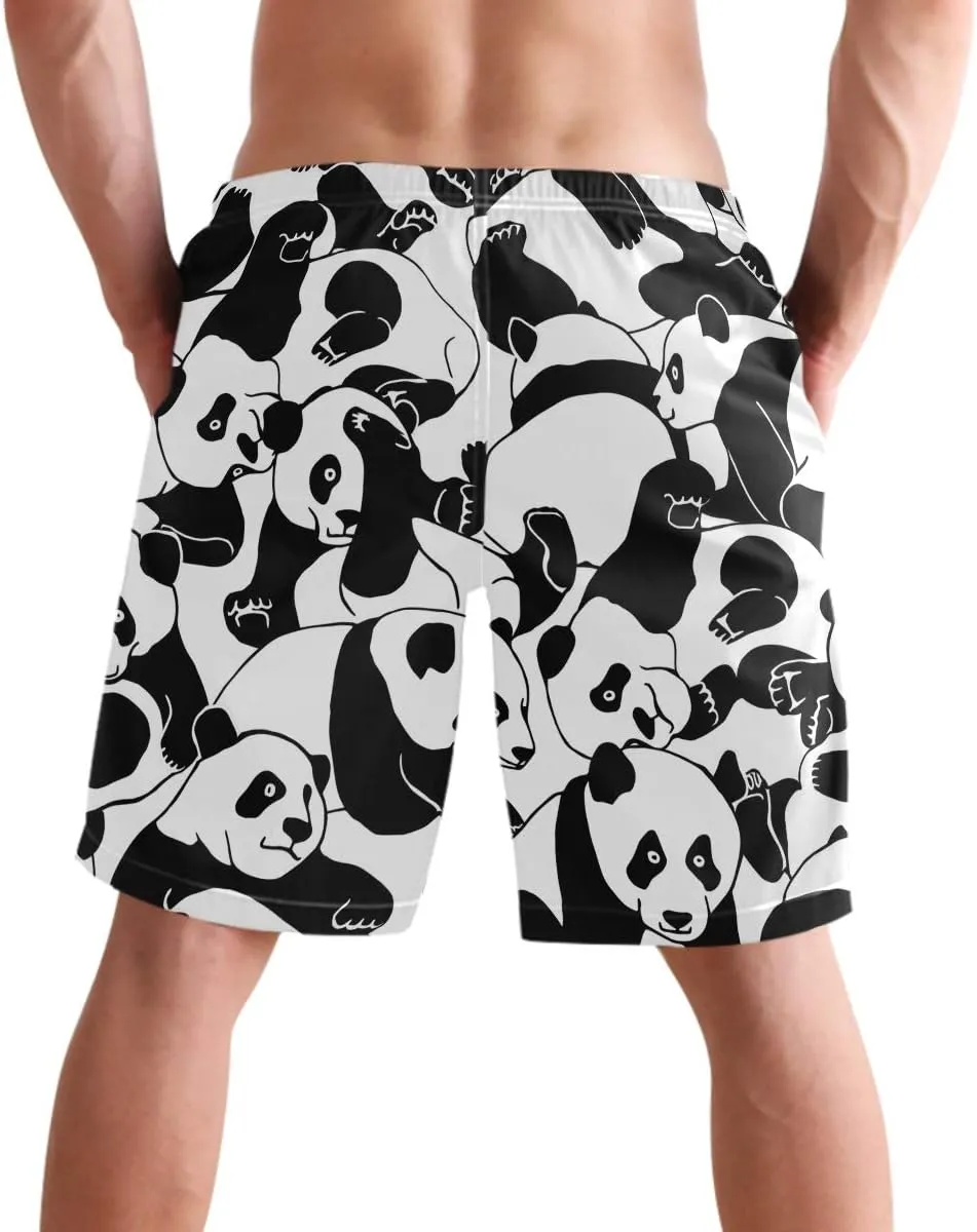 visesunny Stylish Mens Swim Trunks Quick Dry Beachwear Sports Running Swim Board Shorts Bathing Suits Mesh Lining
