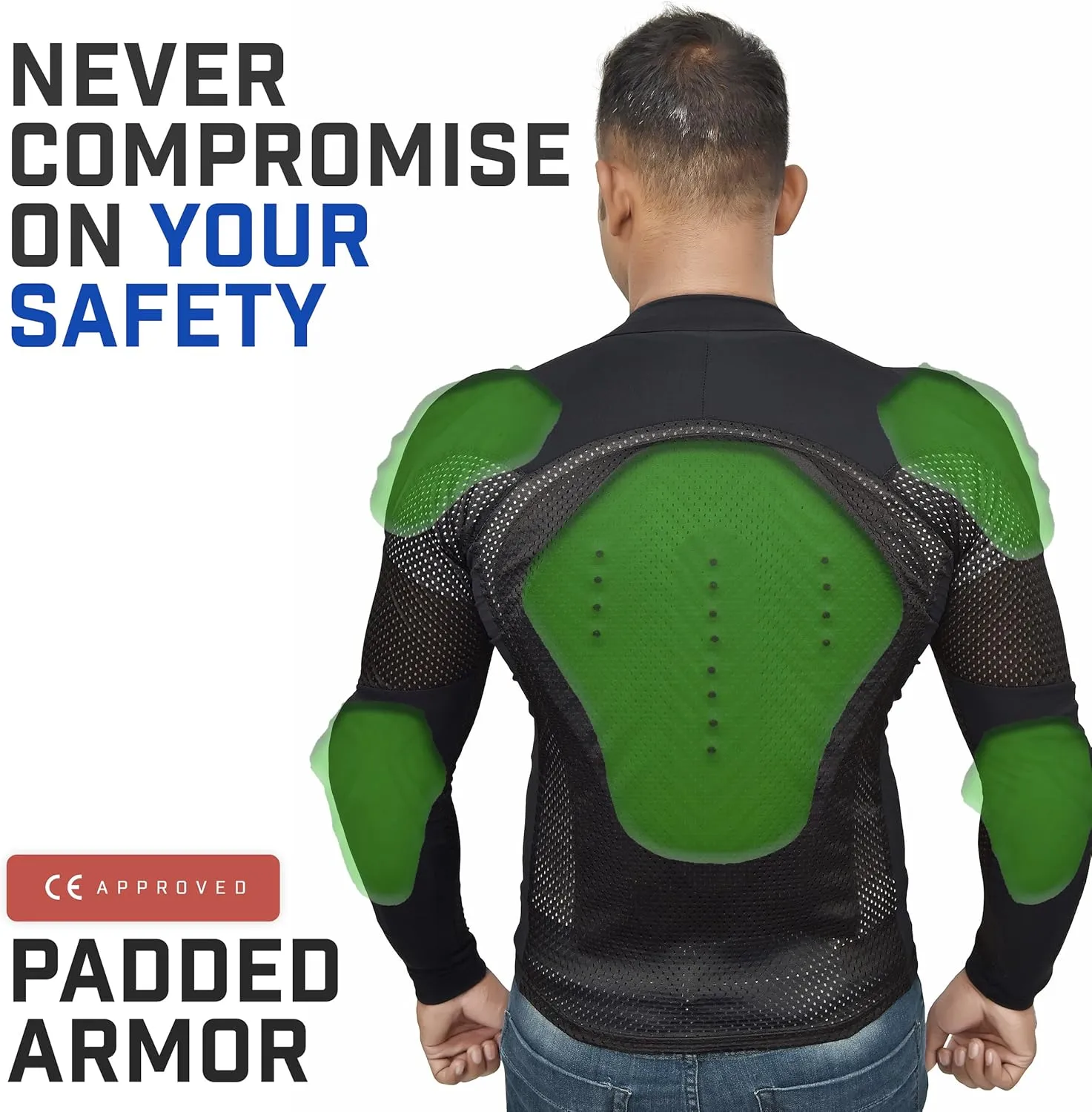 WICKED STOCK Mesh Armored Motorcycle Shirt - CE Level 2 Unisex Motorcycle Protective Shirt for Summer with Removable Padding